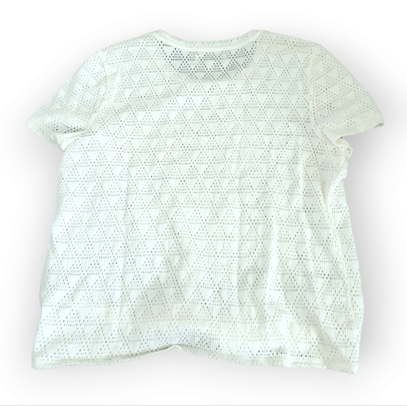 Madewell Texture and Thread Open Knit Geo Eyelet Tie Waist T-Shirt Top Large - Picture 5 of 8